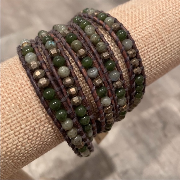 Chan Luu Jewelry - Chan Luu 5-wrap labradorite mix/leather bracelet